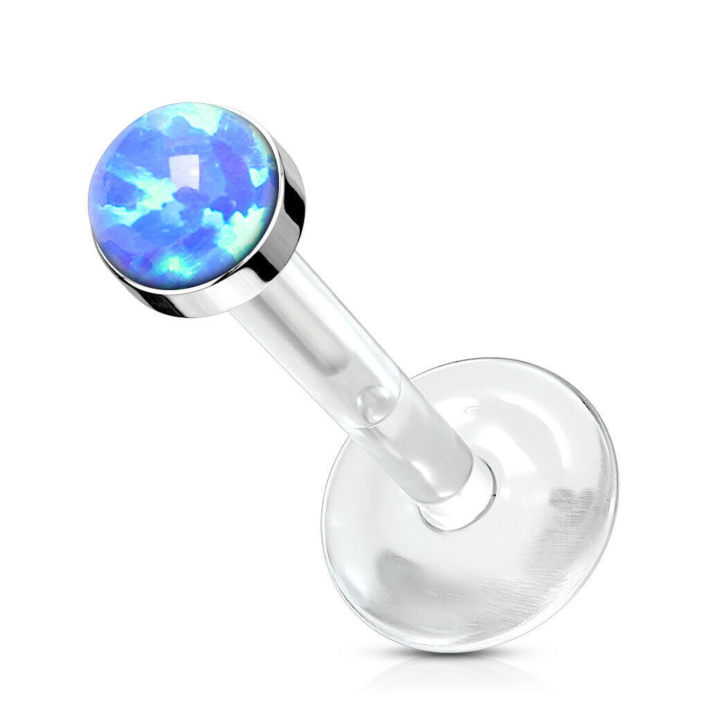 1pc Bioflex Opal Stone Labret Monroe Tragus Push-in Ear Cartilage Stud Bio Flex