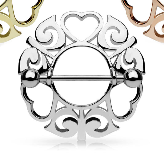 PAIR Tribal Hearts Nipple Rings Shields