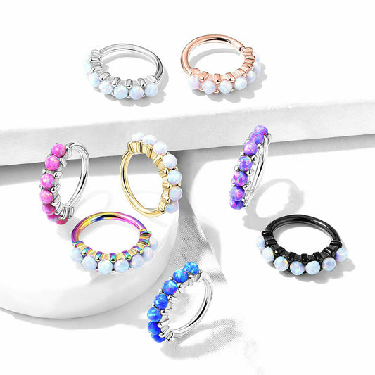 1pc Bendable 7 Opal Hoop Ring Nose Eyebrow Cartilage Rook Daith Helix Tragus