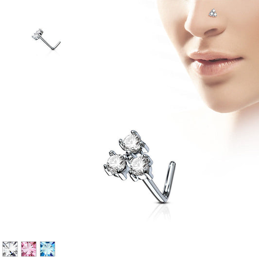 1pc CZ Gem Triangle L-Bend 20g Nose Ring