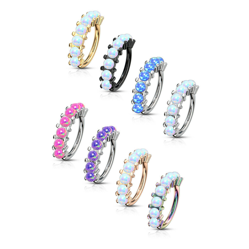 1pc Bendable 7 Opal Hoop Ring Nose Eyebrow Cartilage Rook Daith Helix Tragus