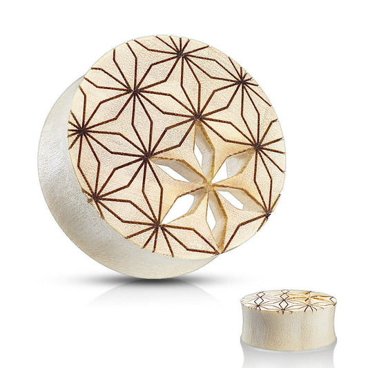 PAIR Flower of Life Cut Out Blonde Crocodile Wood Saddle Plugs