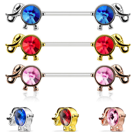 PAIR Round Crystal Gem Elephant Nipple Rings Shields