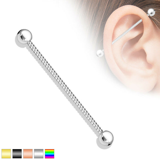 1pc Twisted Rope Style 38mm 1.5" Industrial Barbell Ear Cartilage Body Jewelry