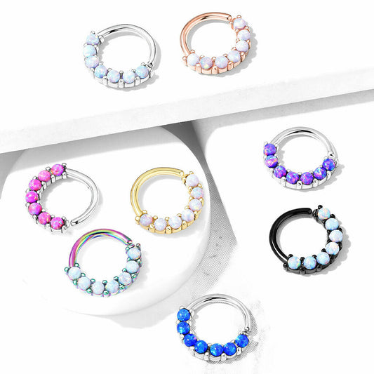1pc Bendable 7 Opals Front Facing Hoop Septum Ring Cartilage Daith Helix Tragus