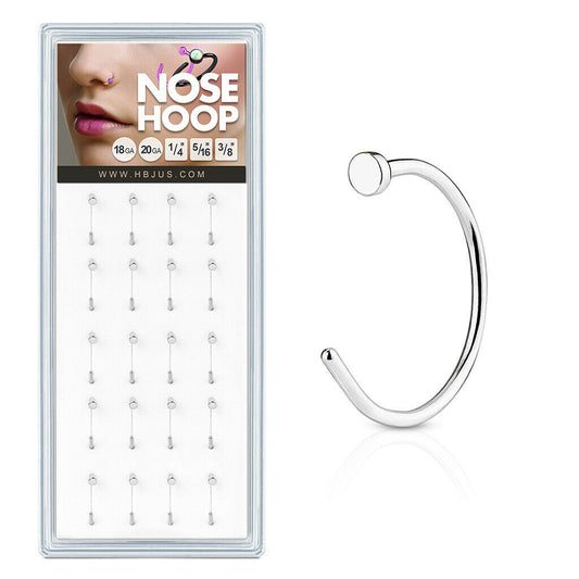 20ct Nose Hoops Display 316L Surgical Steel Nostril Piercings Wholesale