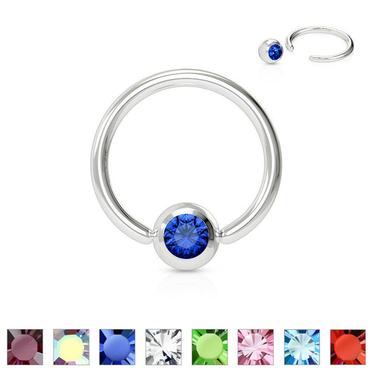 1pc Press-Fit Crystal Gem Captive Bead Ring Septum Nipple Ear Body Jewelry