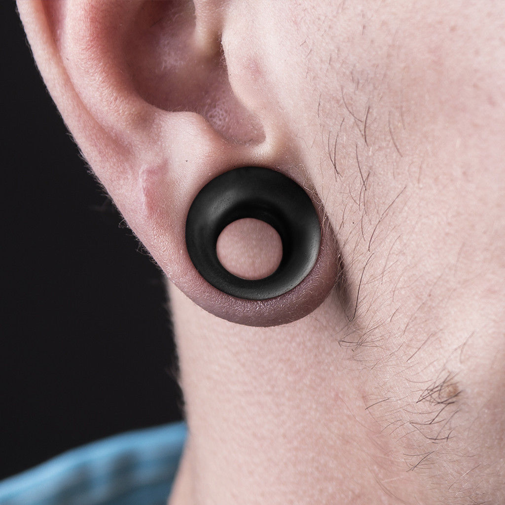 PAIR Concave Organic Black Areng Wood Double Flare Tunnels