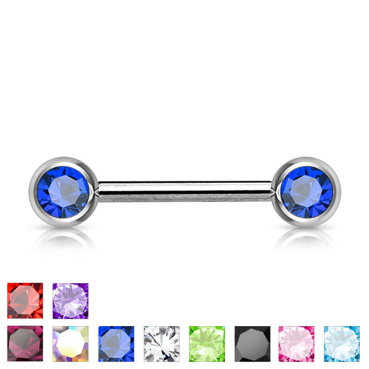 PAIR Double Gem Nipple Ring Barbells