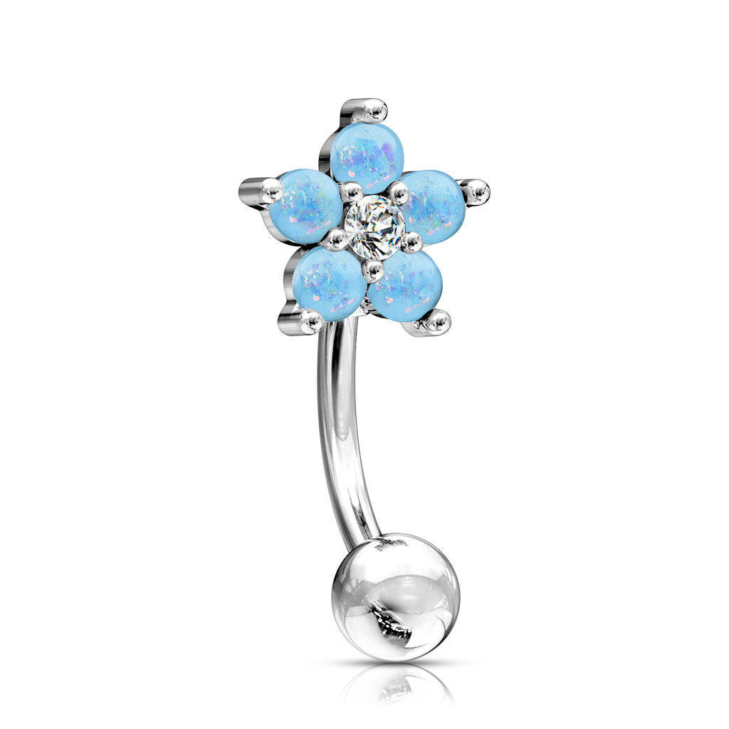 1pc Opal Glitter Flower 16g Curved Barbell Rook Piercing 16 Gauge Eyebrow Ring