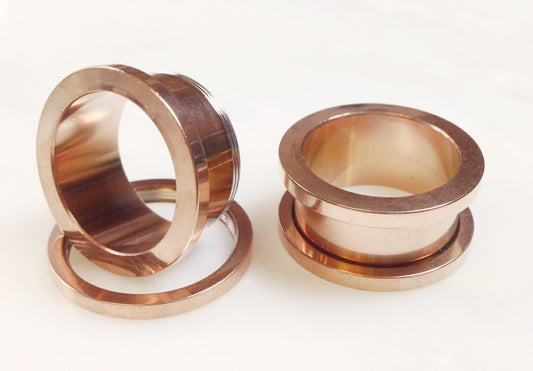 Screw Fit Flesh Tunnels Rose Gold - PAIR