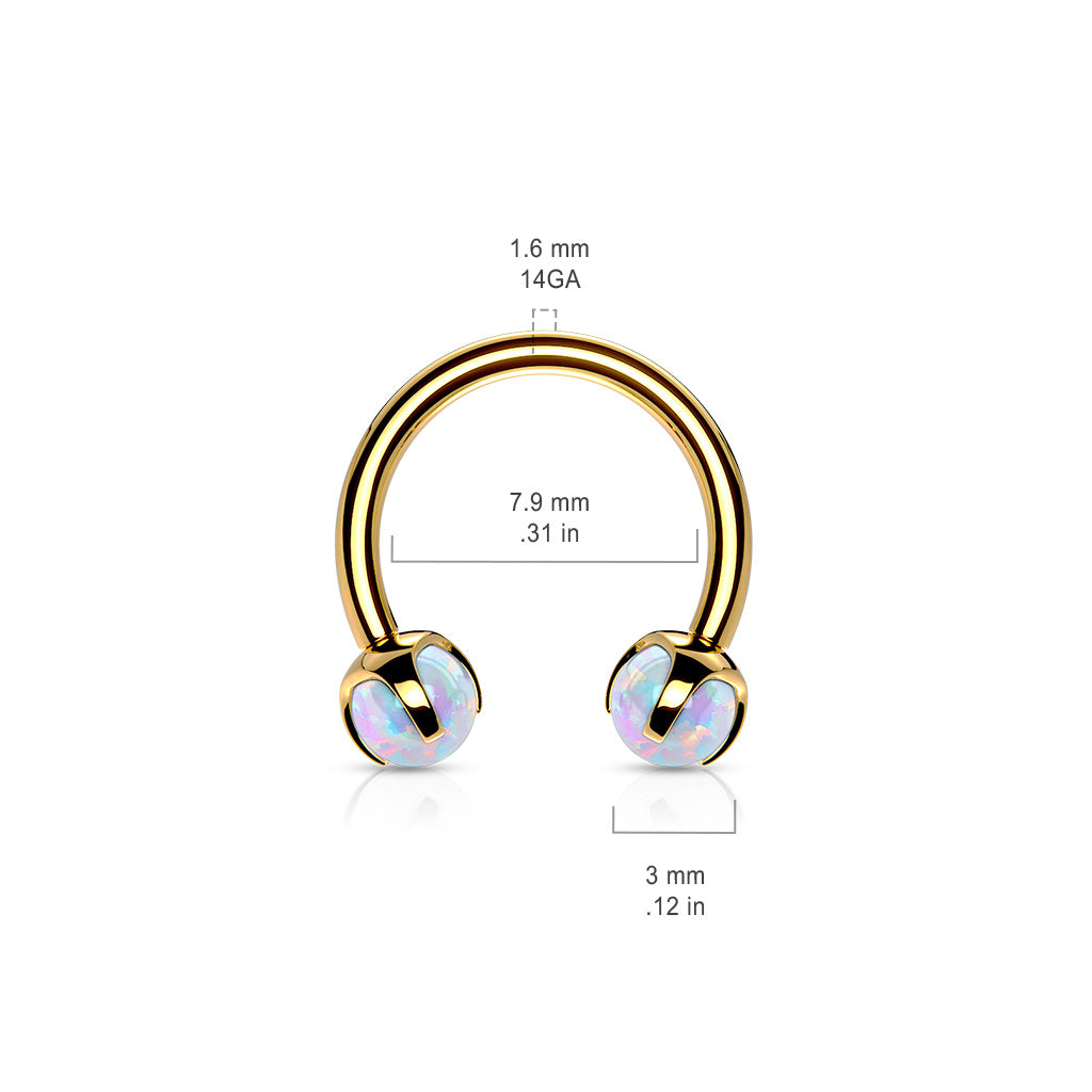 1pc Claw Set Opal Balls Circular Barbell Horseshoe Cartilage Septum Ring 16g 8mm