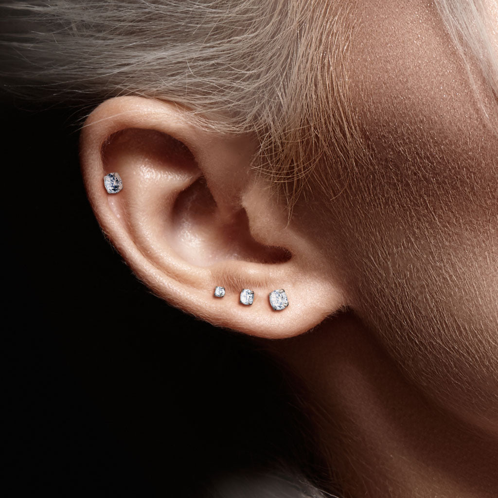 1pc Push In Prong Set Gem 16g Labret Monroe Stud Lip Ring Helix Ear Cartilage