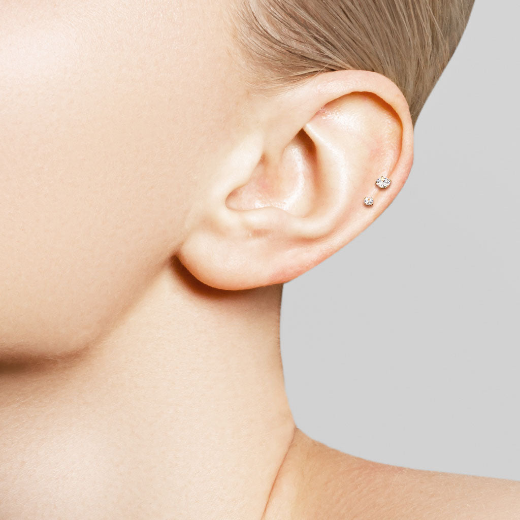 1pc Push In Prong Set Gem 16g Labret Monroe Stud Lip Ring Helix Ear Cartilage