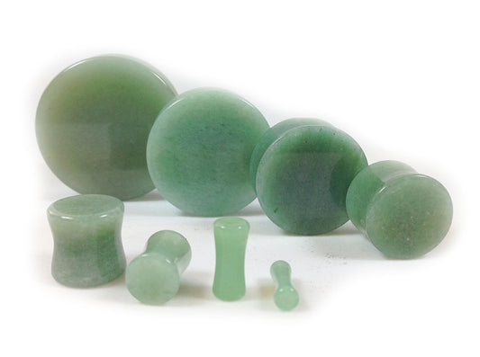 Stone Plugs Green Jade Adventurine - by the pair