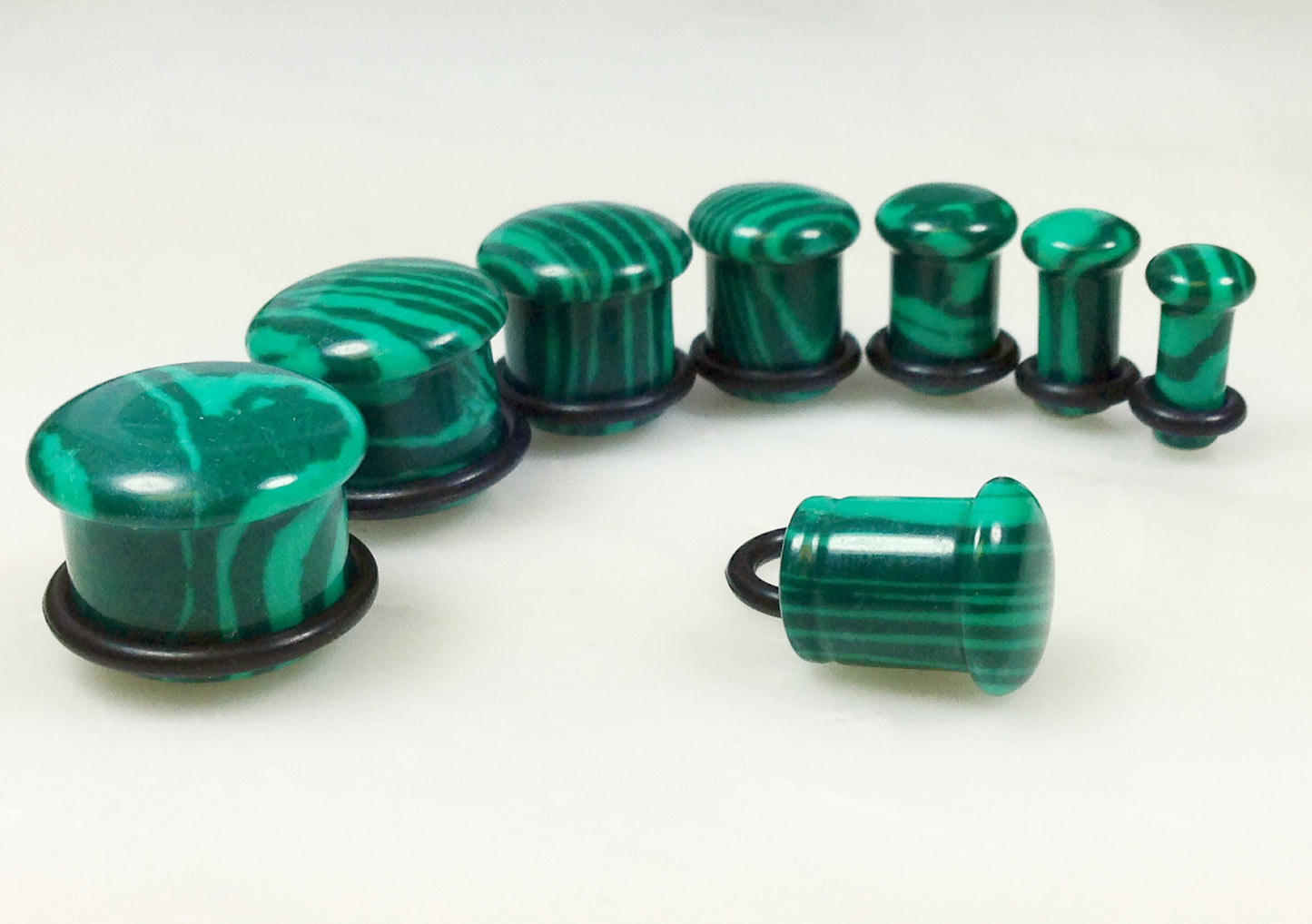 Stone Plugs Single Flare Synthetic Malachite - by the pair