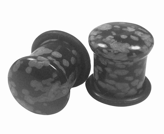 Stone Plugs Single Flare Snowflake Obsidian - by the pair