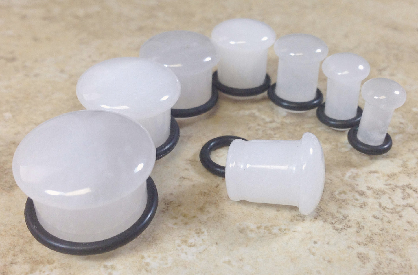 Stone Plugs Single Flare White Jade - by the pair