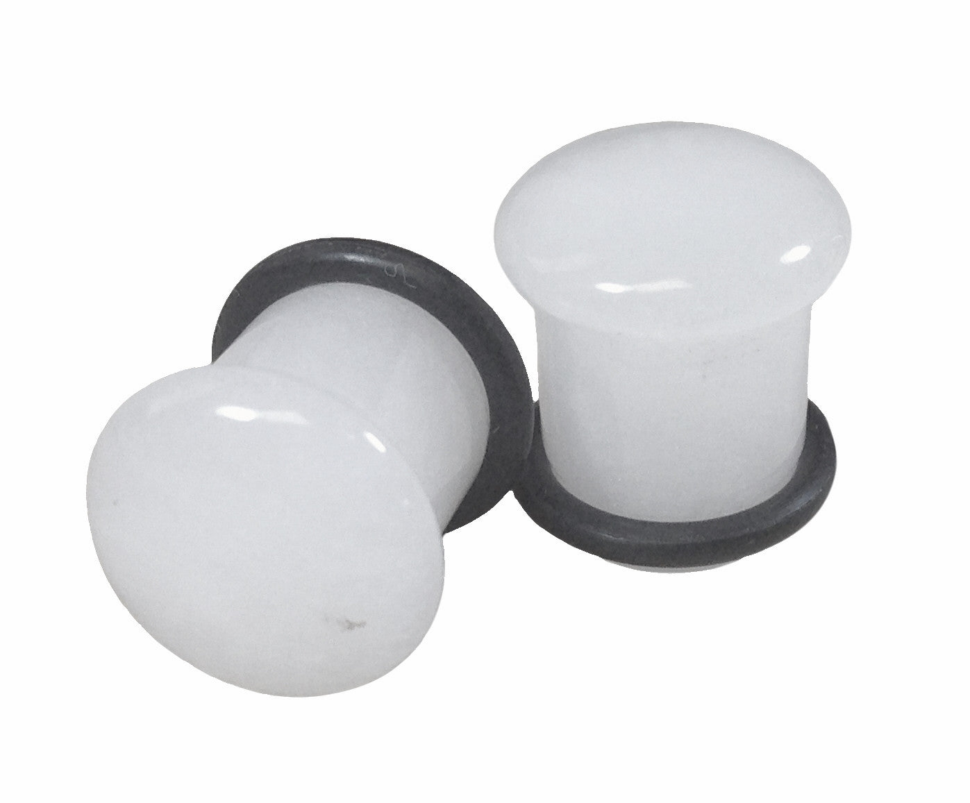 Stone Plugs Single Flare White Jade - by the pair