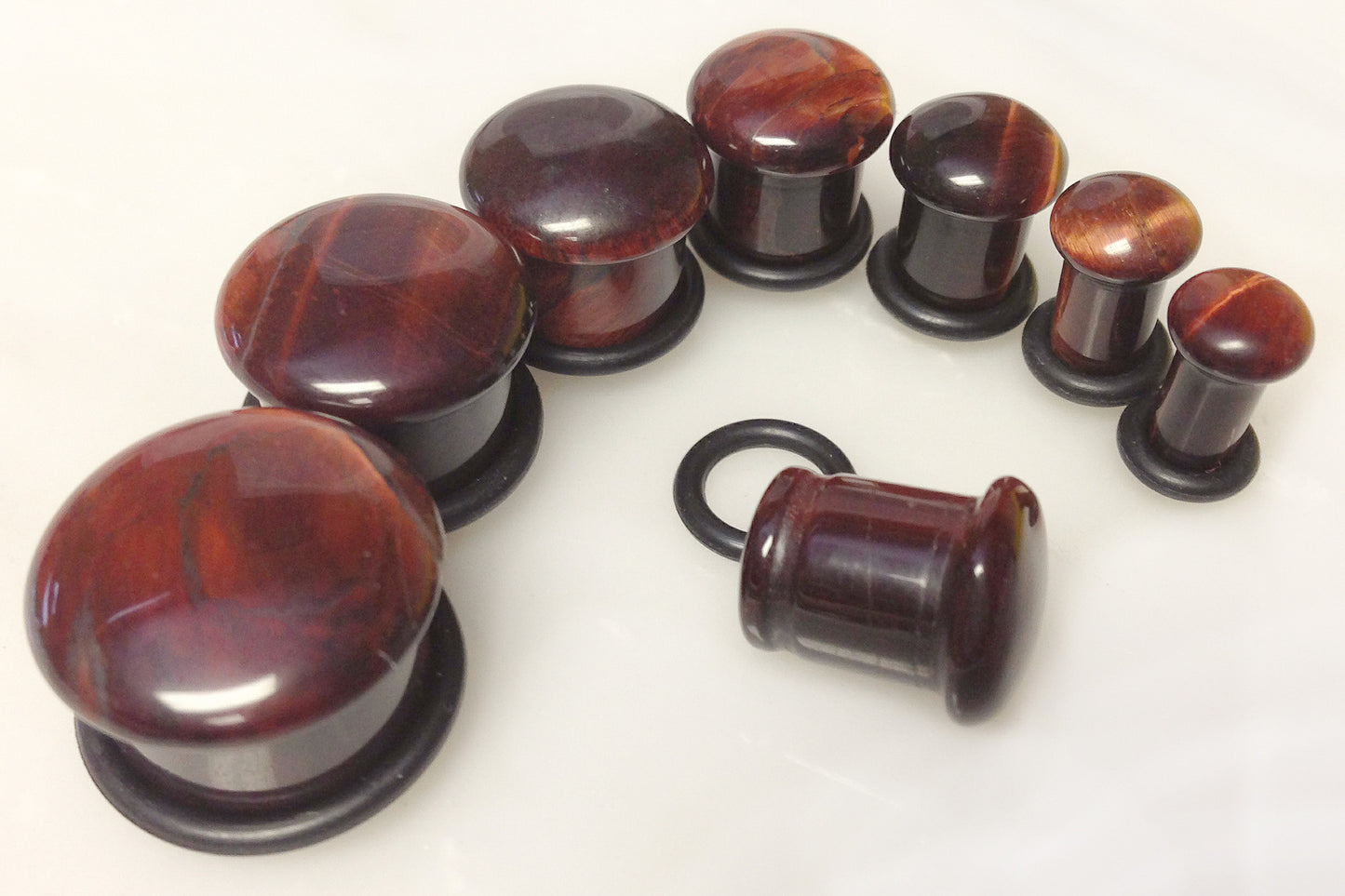 Stone Plugs Single Flare Red Tiger Eye - by the pair