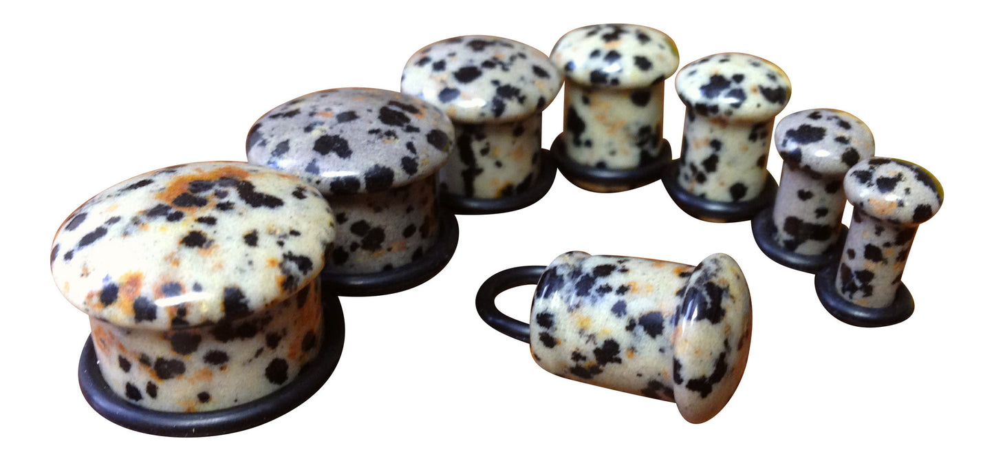 Stone Plugs Single Flare Dalmatian Jasper - by the pair