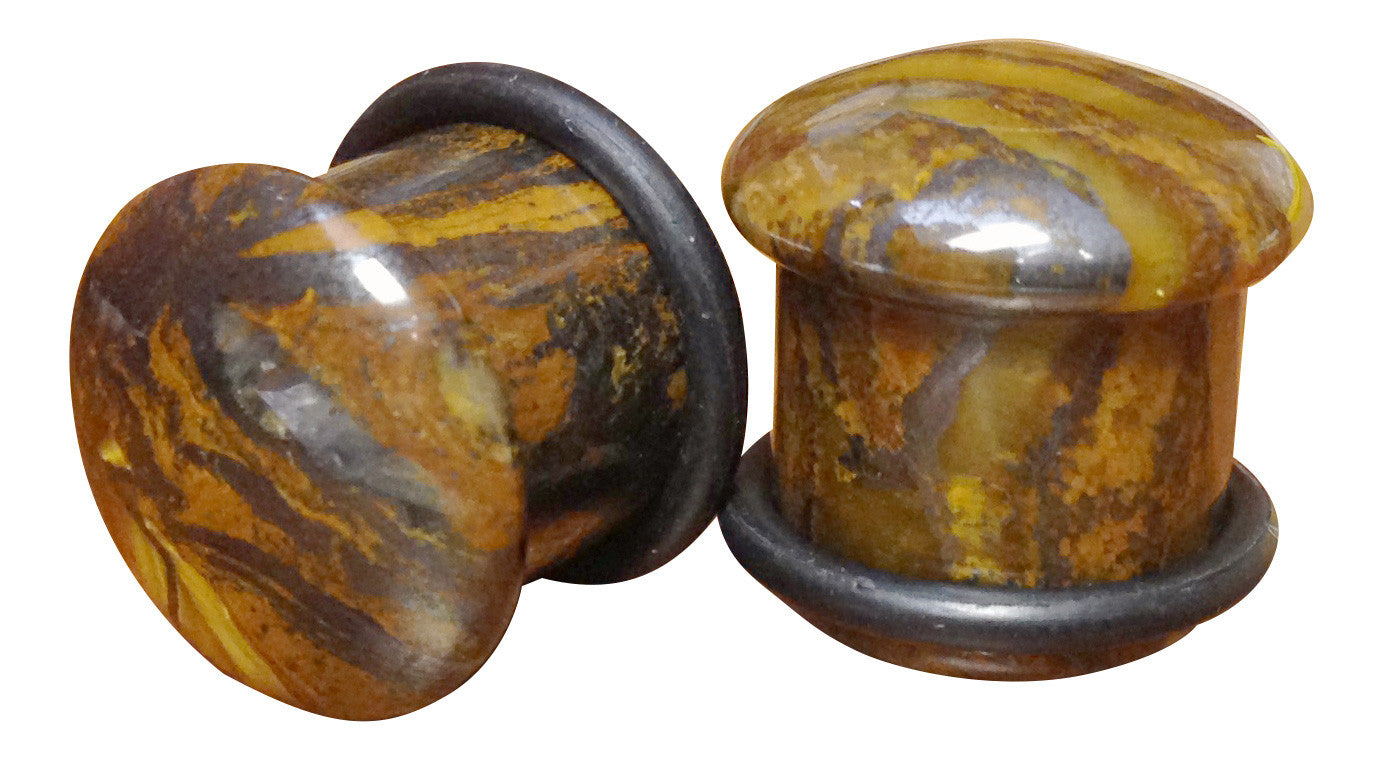 Stone Plugs Single Flare Tiger Iron - by the pair