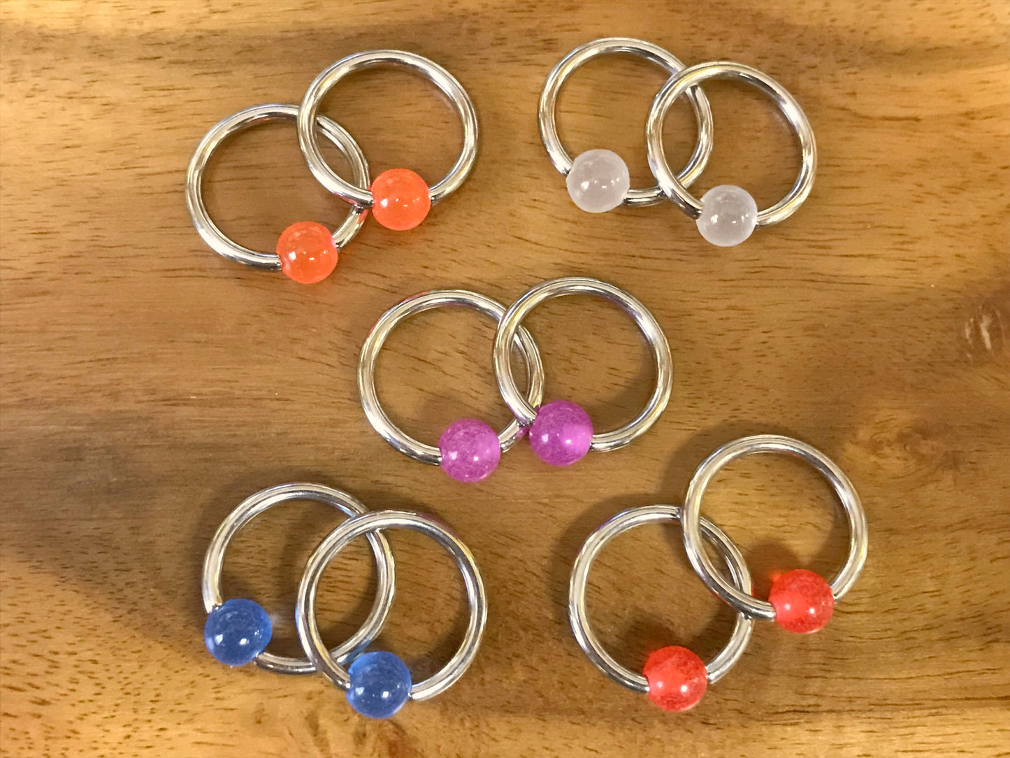 PAIR Captive Bead Rings 14g - 1/2", choose from UV, Glow, Glitter or Marble