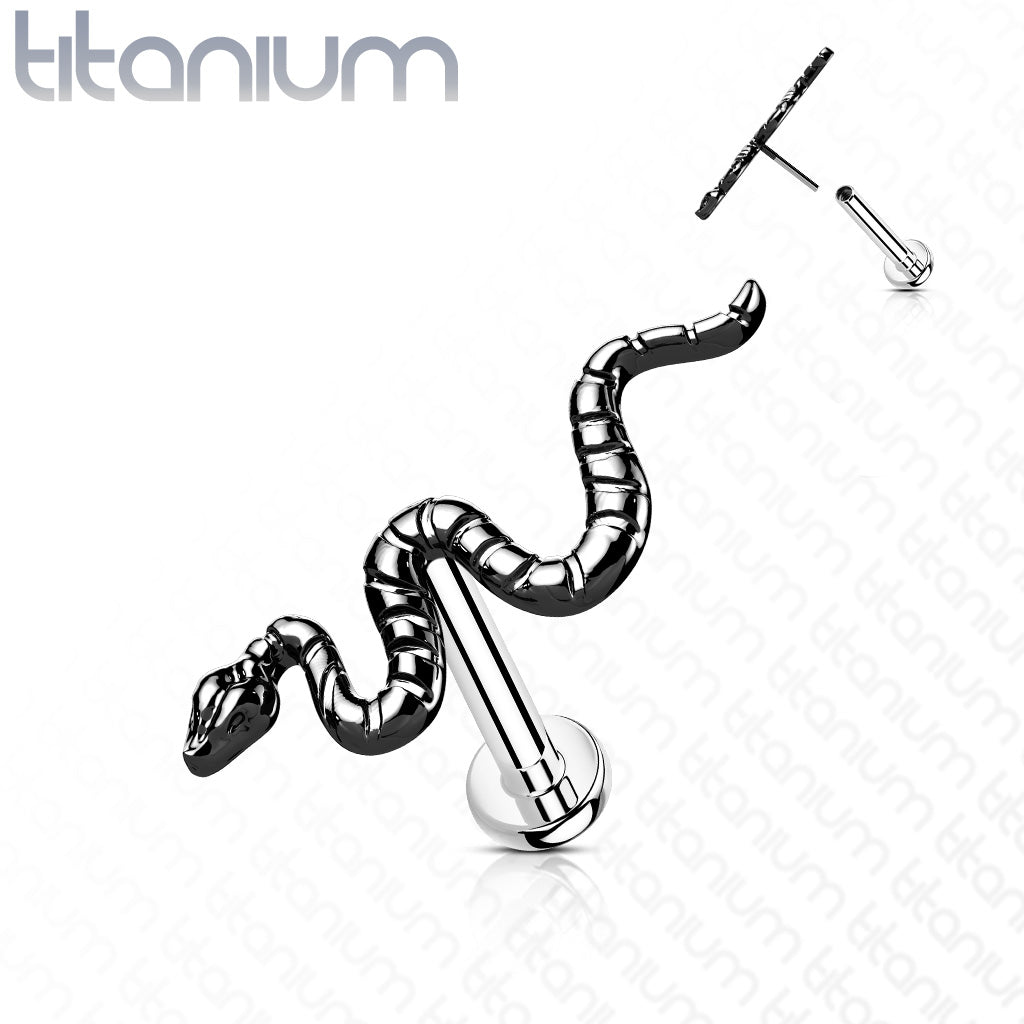 1pc Implant Grade Titanium Push In Snake Labret Monroe Stud Lip Ring 8mm 5/16"