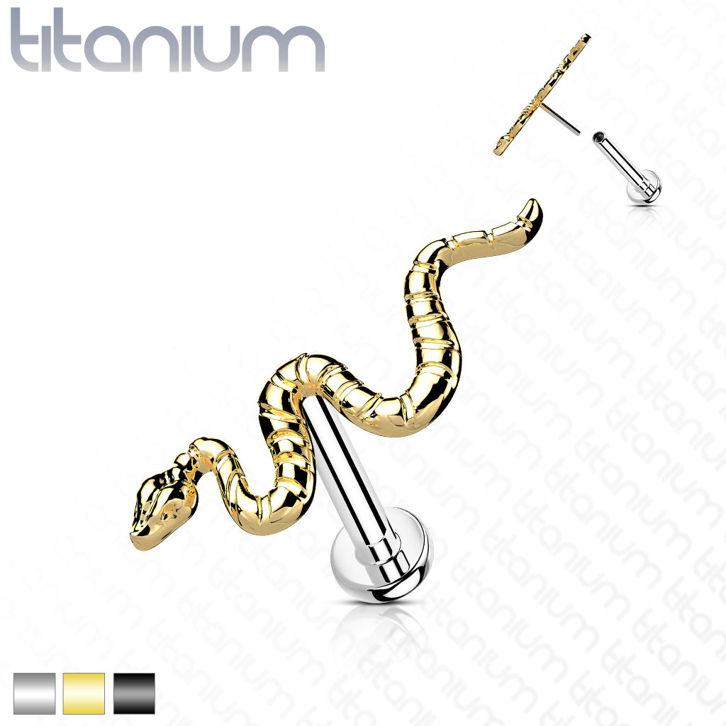 1pc Implant Grade Titanium Push In Snake Labret Monroe Stud Lip Ring 8mm 5/16"