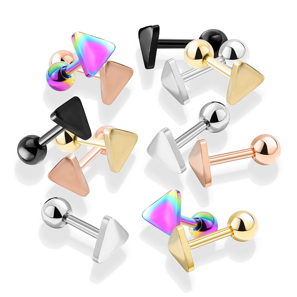 5pcs Triangle Design 16g Tragus Stud Ring Barbells Wholesale Lot Body Jewelry