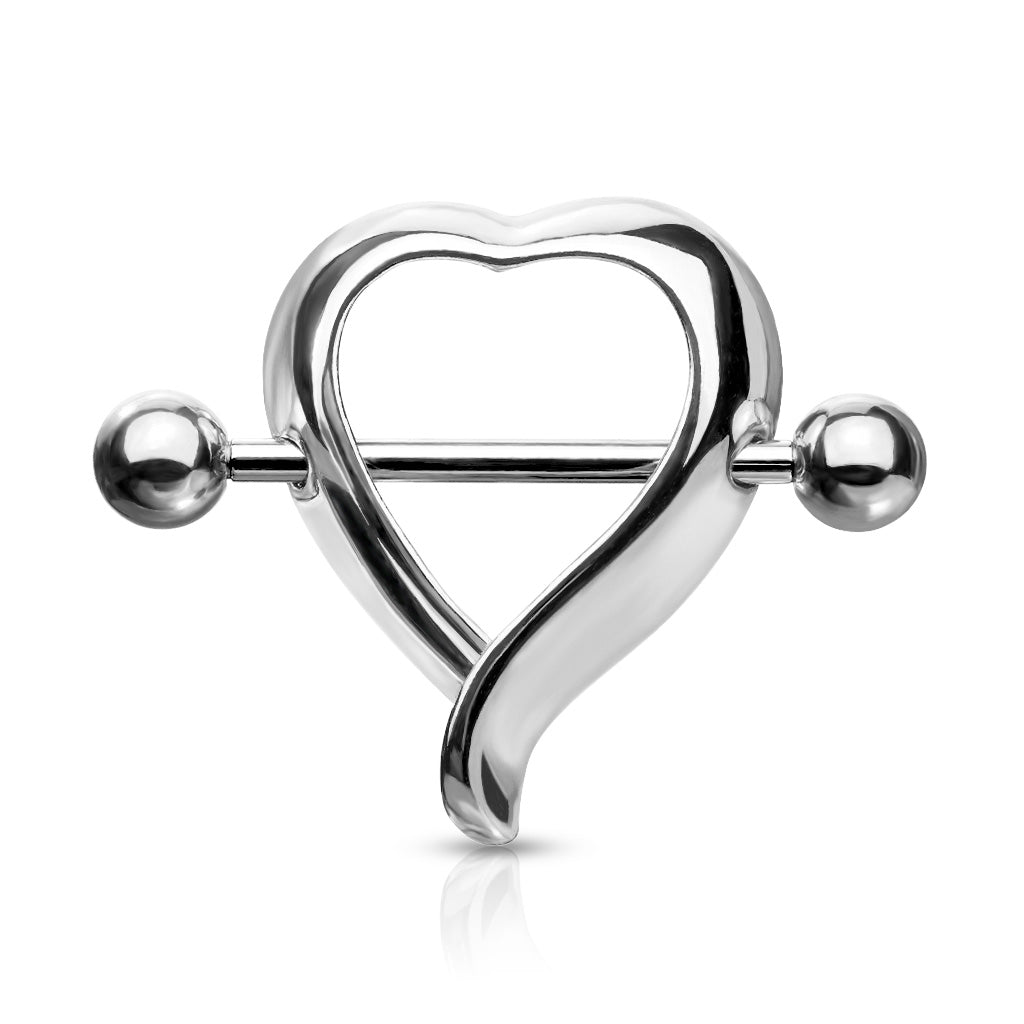 PAIR Artistic Heart Shaped Nipple Shields Rings Steel Barbells Body Jewelry