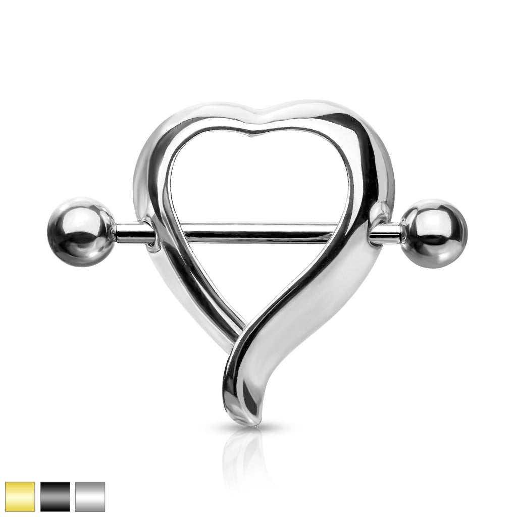 PAIR Artistic Heart Shaped Nipple Shields Rings Steel Barbells Body Jewelry
