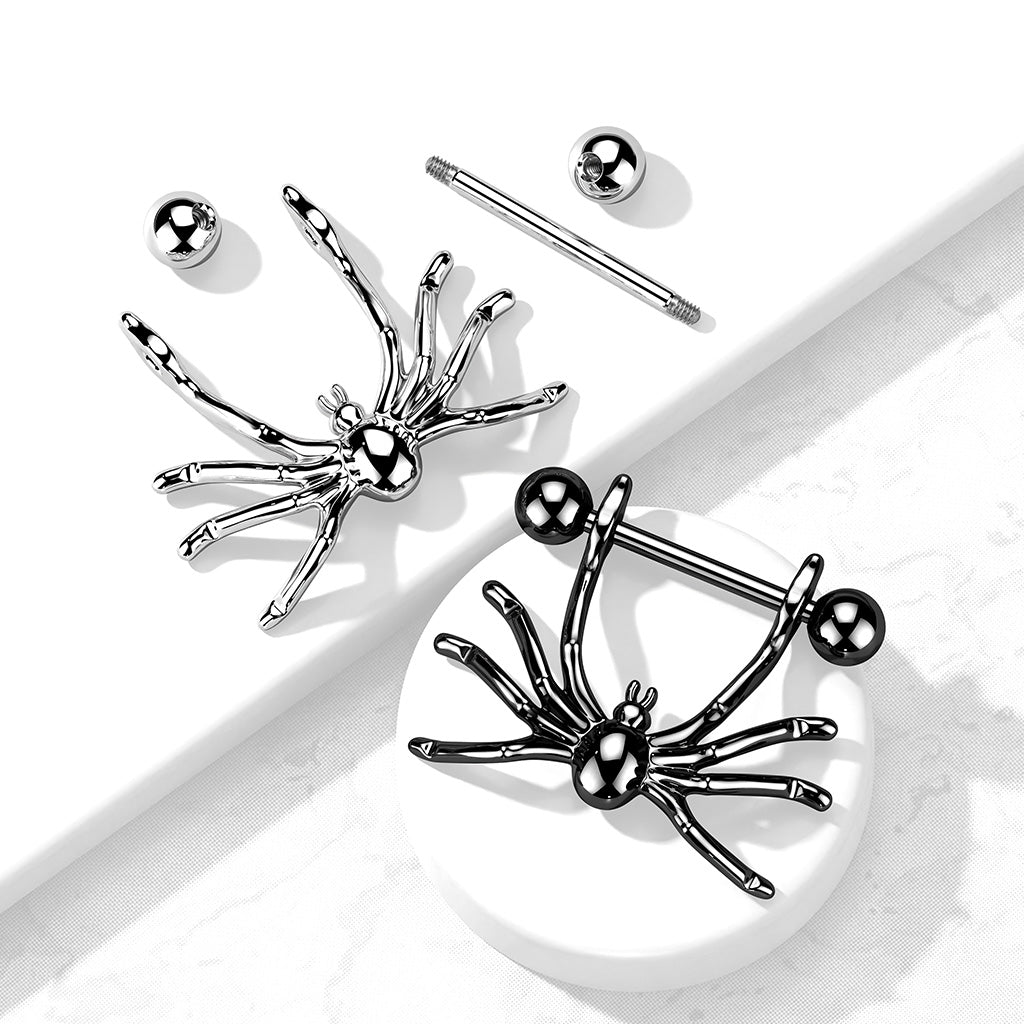 PAIR Hanging Spider Nipple Rings Shields Steel Barbells Body Jewelry