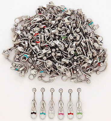 24pcs Zipper Gem Belly Rings Navel naval