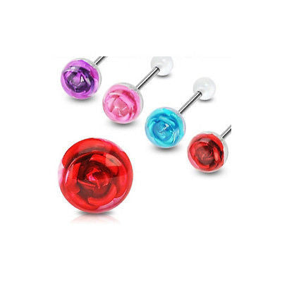 4pcs Embedded Rose Tongue Rings