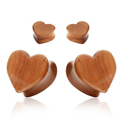 PAIR Heart Organic Red Cherry Wood Ear Plugs