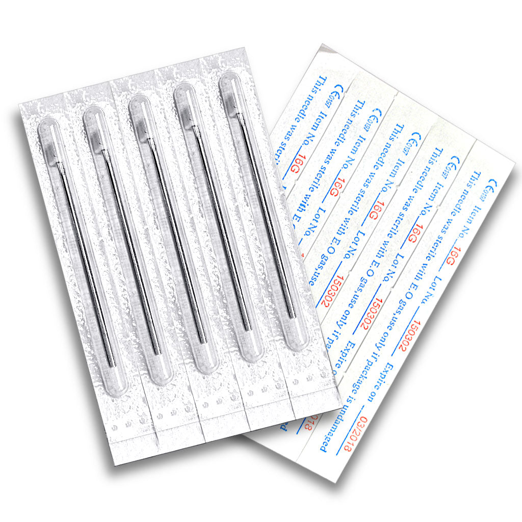 Pre-Sterile Disposable Piercing Needles 316L Surgical Steel, Pack of 5, 10, 25+