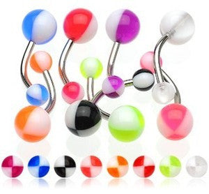 27pcs Two Color UV Acrylic Belly Rings 14g Navel Naval