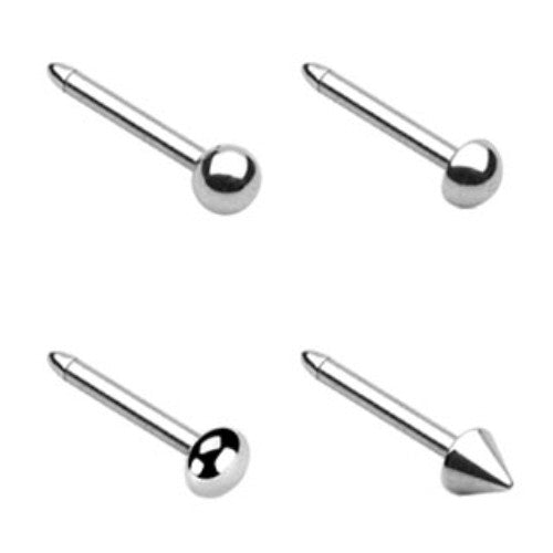 10pcs Surgical Steel Nose Rings Studs / Bones - choose ball, spike, flat ball or dome style