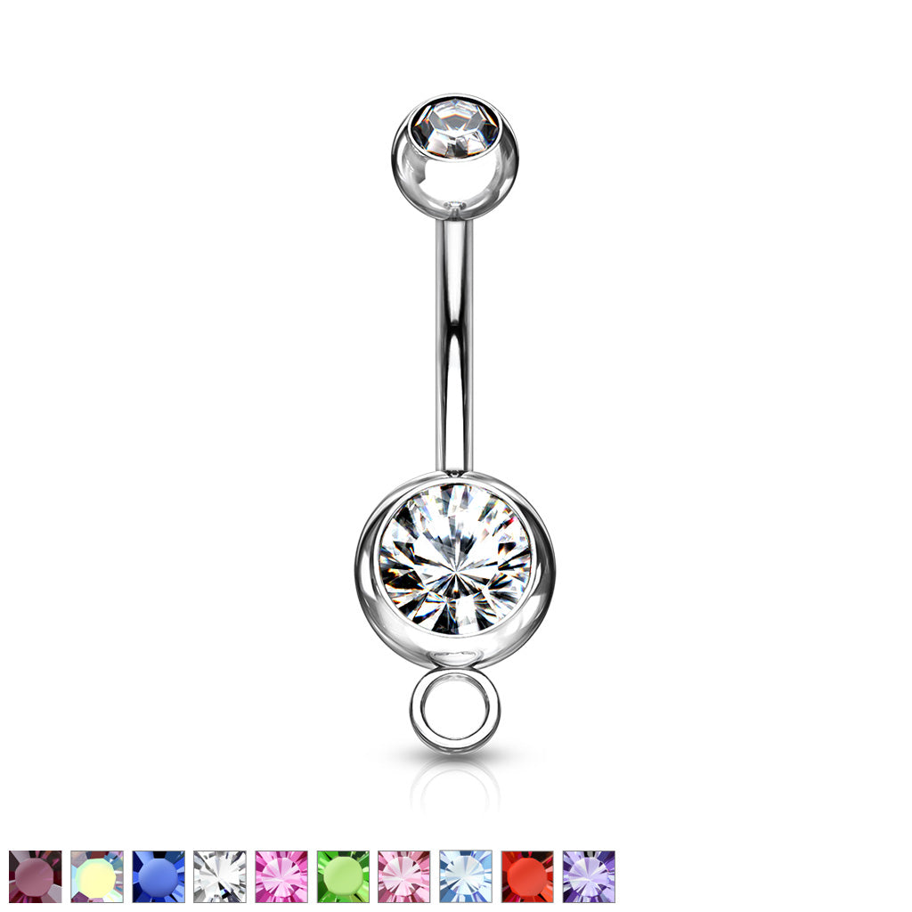 10pc Add-A-Charm Gem Belly Rings 14g Naval Navel 316L Surgical Steel Wholesale