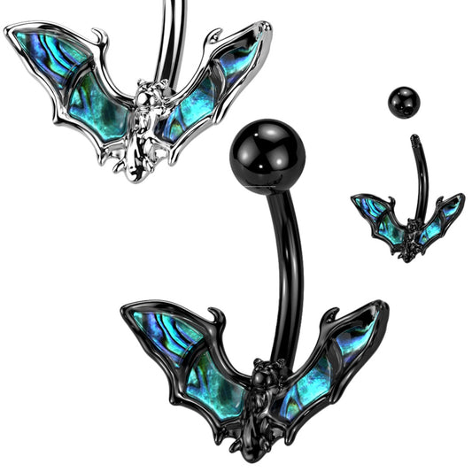1pc Abalone Shell Bat Belly Ring 14g Navel Naval Piercing Body Jewelry
