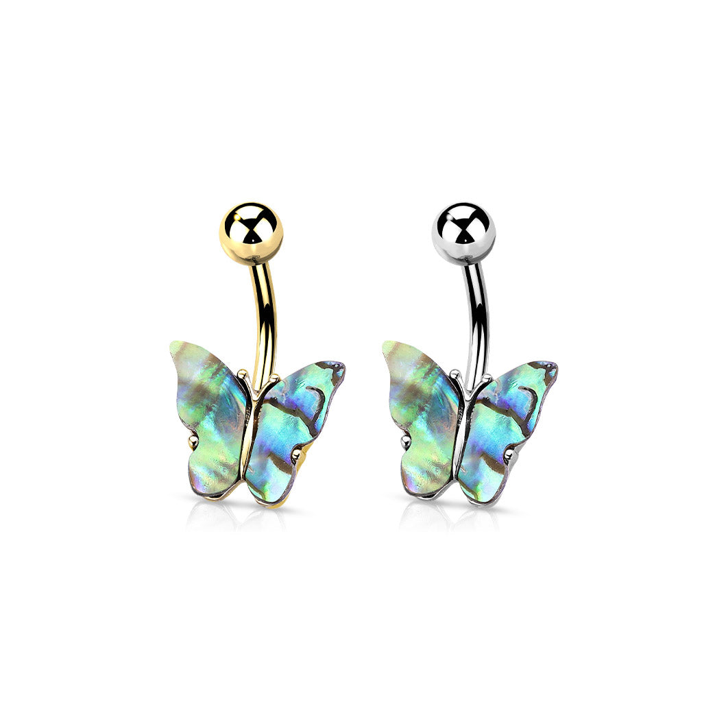 1pc Abalone Shell Butterfly Belly Ring 14g Navel Naval Piercing Body Jewelry