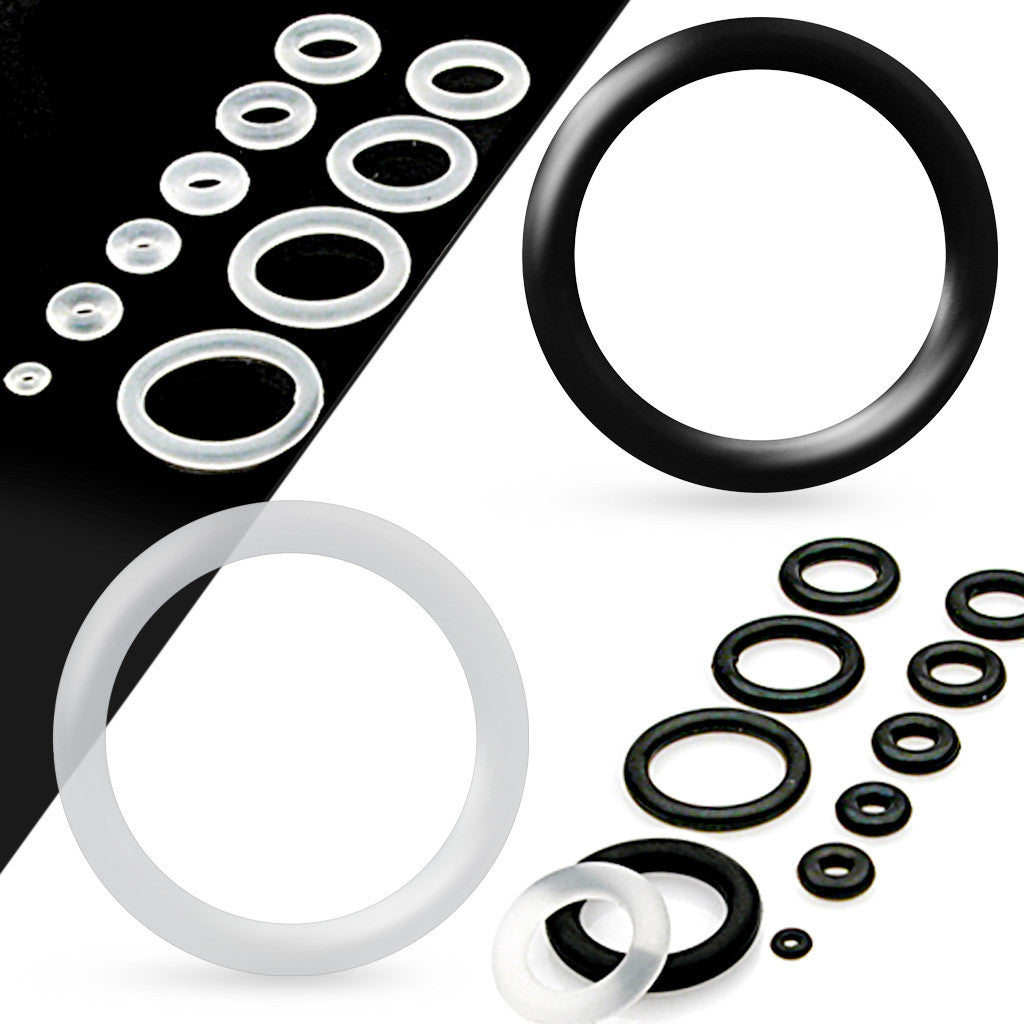 10pk Replacement O-Rings for Plugs, Tunnels Black or Clear