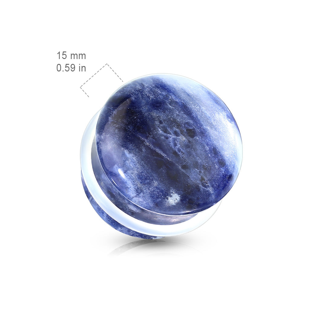 PAIR Single Flare Sodalite Stone Plugs Blue Organic Gauges Earlets Body Jewelry