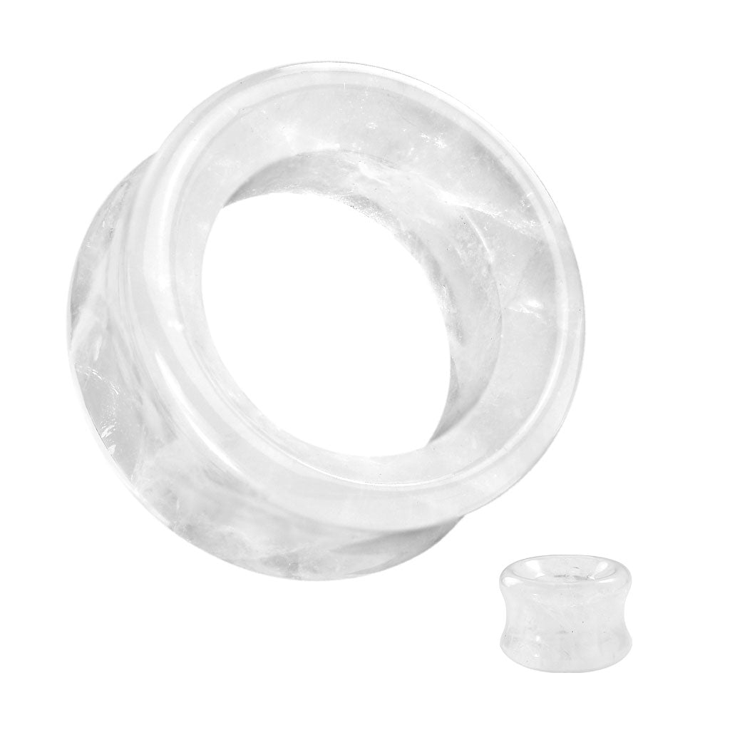 PAIR Clear Quartz Stone Tunnels Organic Gauges Plugs Body Jewelry