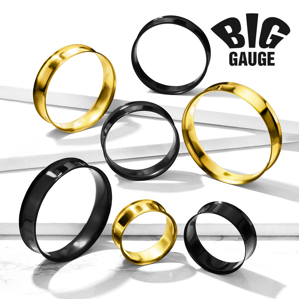 Gold Plated Steel Double Flare Tunnels - PAIR 12g thru 2" available