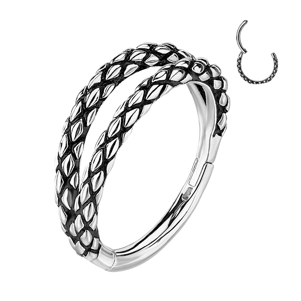 1pc Hinged Segment Ring Septum Clicker Snake Skin Helix Daith Orbital Hoop