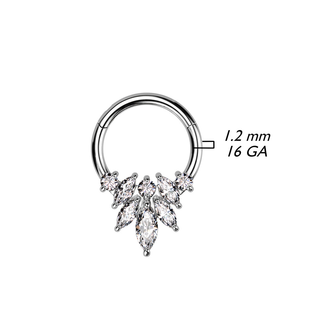 1pc Marquise Gems Flower Hinged Segment Ring 16g Septum Helix Ear Cartilage