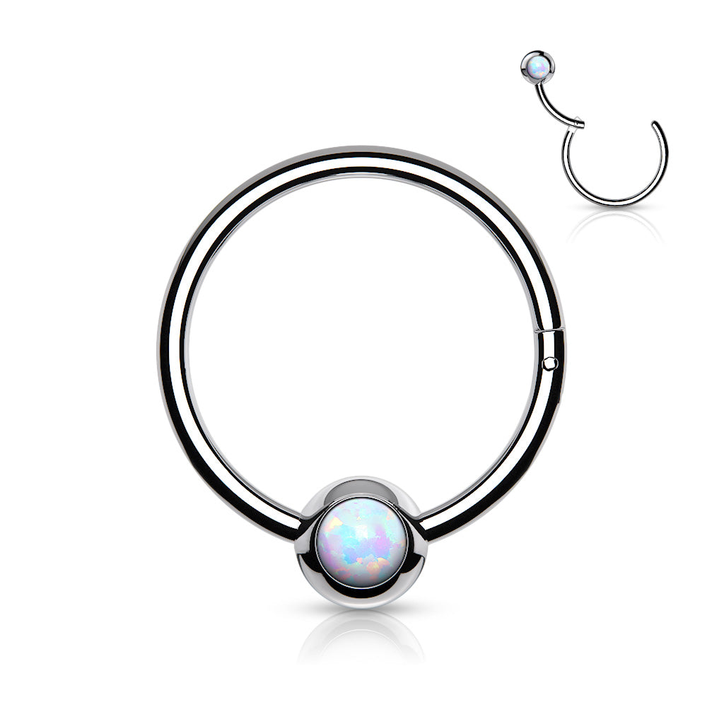 1pc Opal Ball Hinged Segment Ring Septum Clicker Captive Bead Helix Cartilage