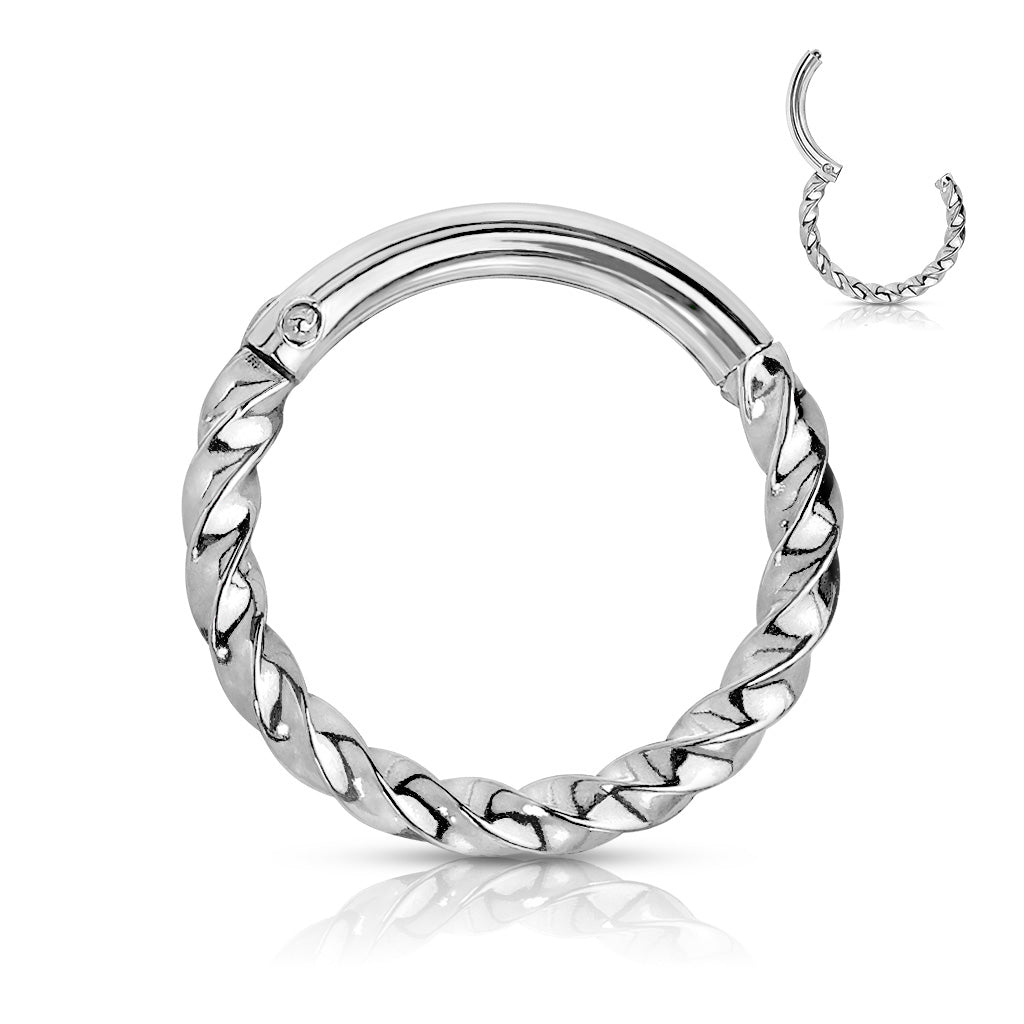 1pc Twisted Style Hinged Segment Ring Septum Clicker 316L Surgical Steel